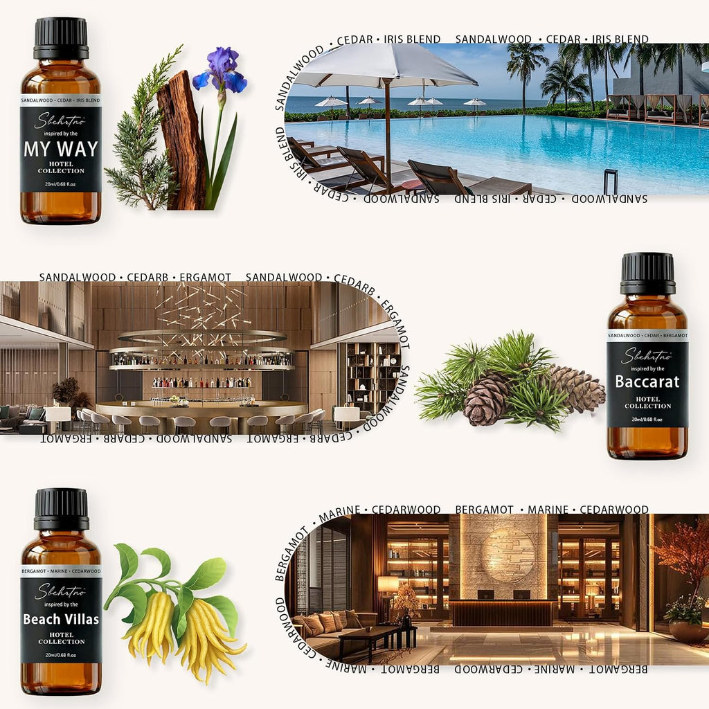 Hotel Diffuser Oil Gift Set–Luxury Hotel Inspired Fragrance Oils for Diffusers, Premium Aromatherapy Home Fragrance, Long Lasting Scent for Bedroom, Spa & Office (4.0 Fl Oz (6 X 0.68 Fl Oz))