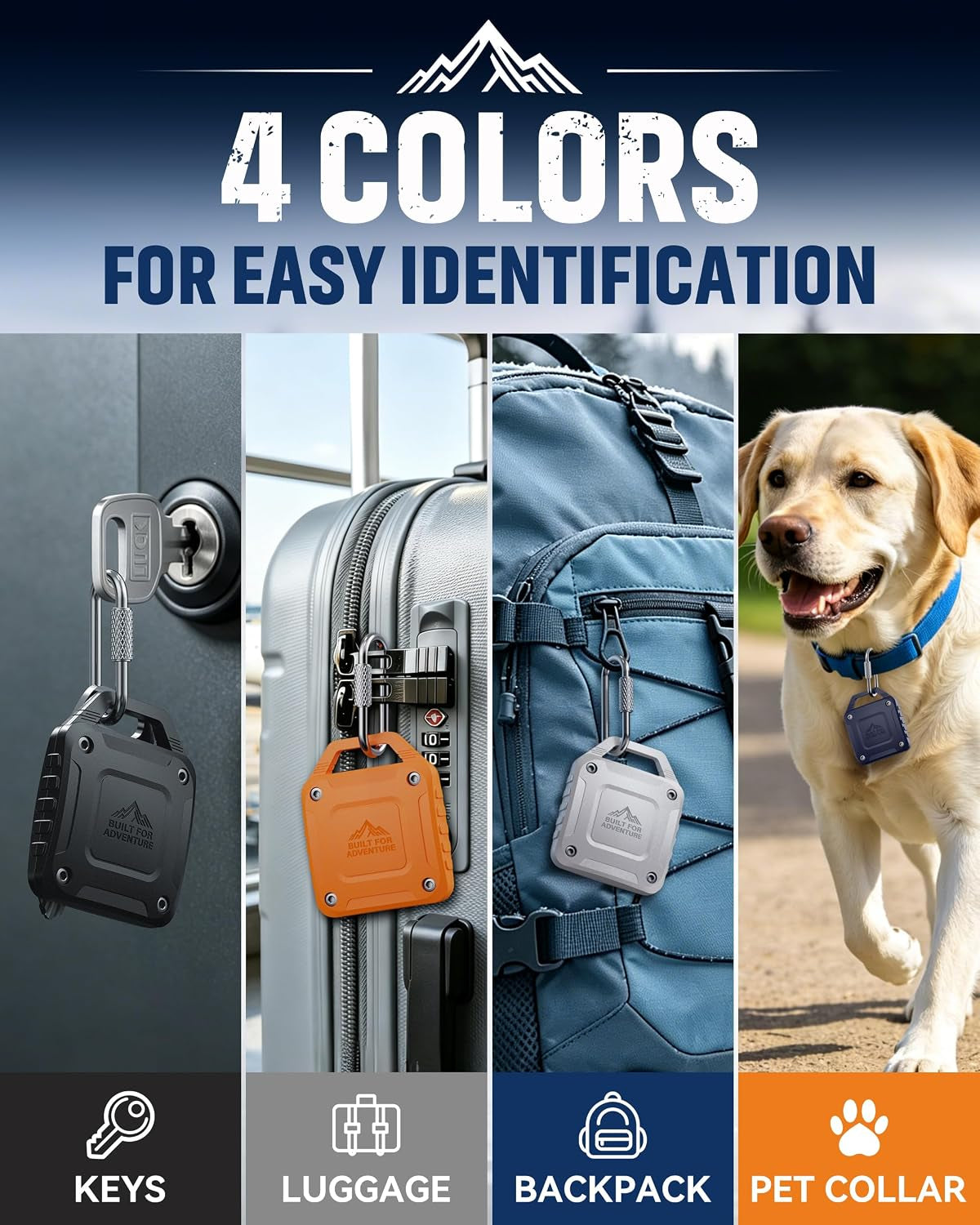 4-Pack for Airtag Holder Case Keychain with Professional Carabine,4 Colors