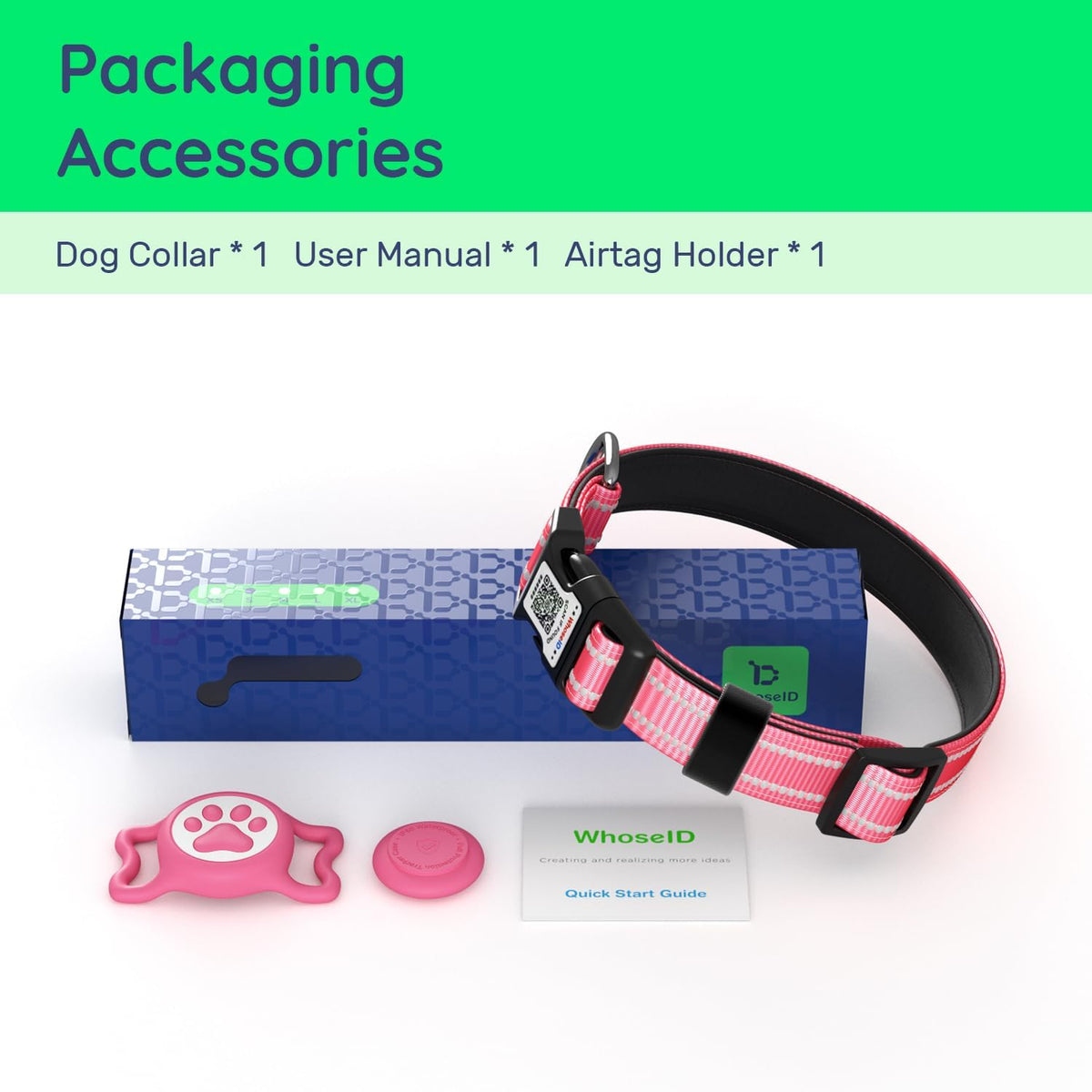 Premium Airtag Dog Collar，With IP68 Waterproof Airtag Holder,Black,S