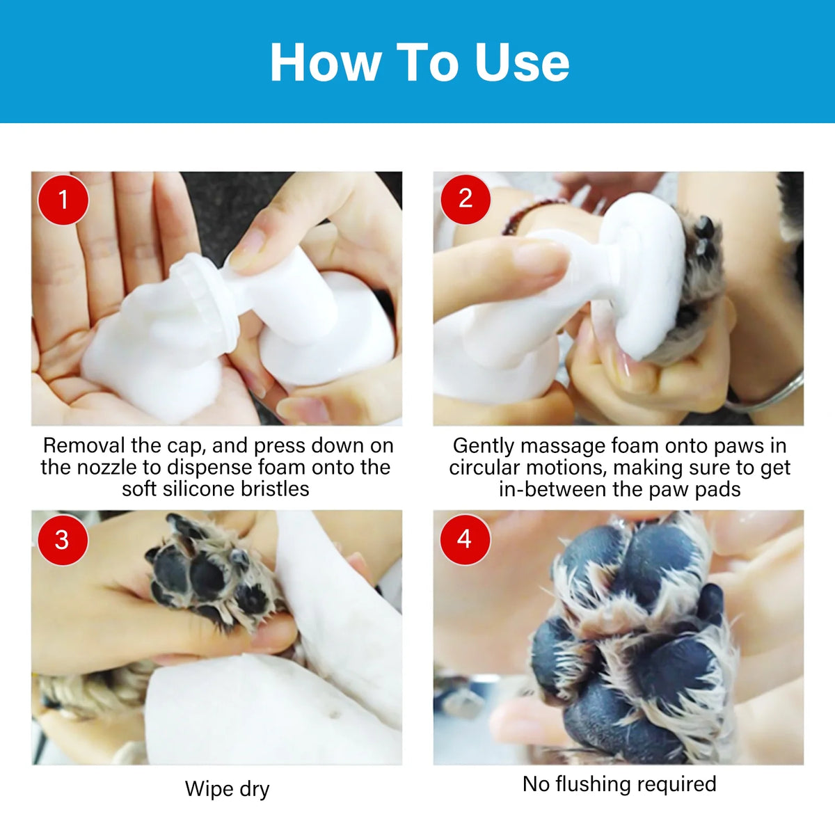 Dog Paw Cleaner, Waterless Paw Cleaner for Dogs with Detachable Brush Head, No-Rinse Natural Dog Paw Washer, Portable Pet Paw Cleaner, Effective Cleaning for Dog and Cat Paw