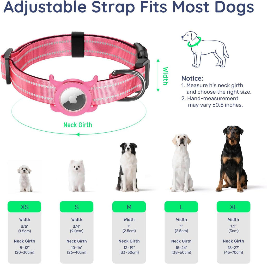 Airtag Dog Collar for Large Dogs, Reflective Dog Collar with Airtag Holder