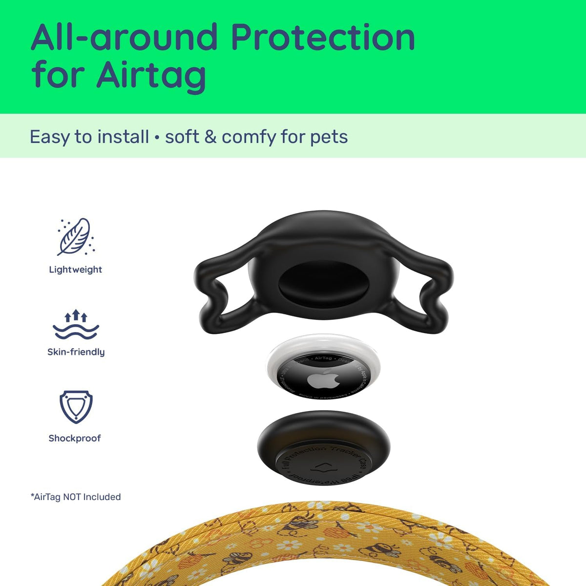 Airtag Dog Collar,With Waterproof Airtag Holder，Original Stylish Cute Pattern Design.Qr Code ID Buckle，Comfortable Soft Cotton for Small Medium Large Dogs