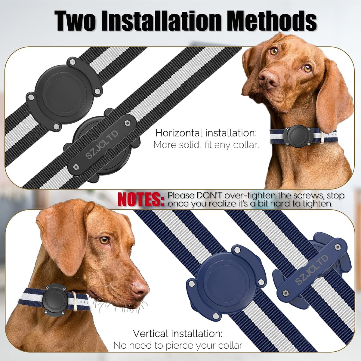 [2 Pack]  IPX8 Waterproof Dog Collar Holder Compatible with Airtag Gen 2/Gen 1, Protective Anti-Chew Anti-Scratch Hard PC Case Mount with Anti-Lost Screws for Apple Airtag 2/1