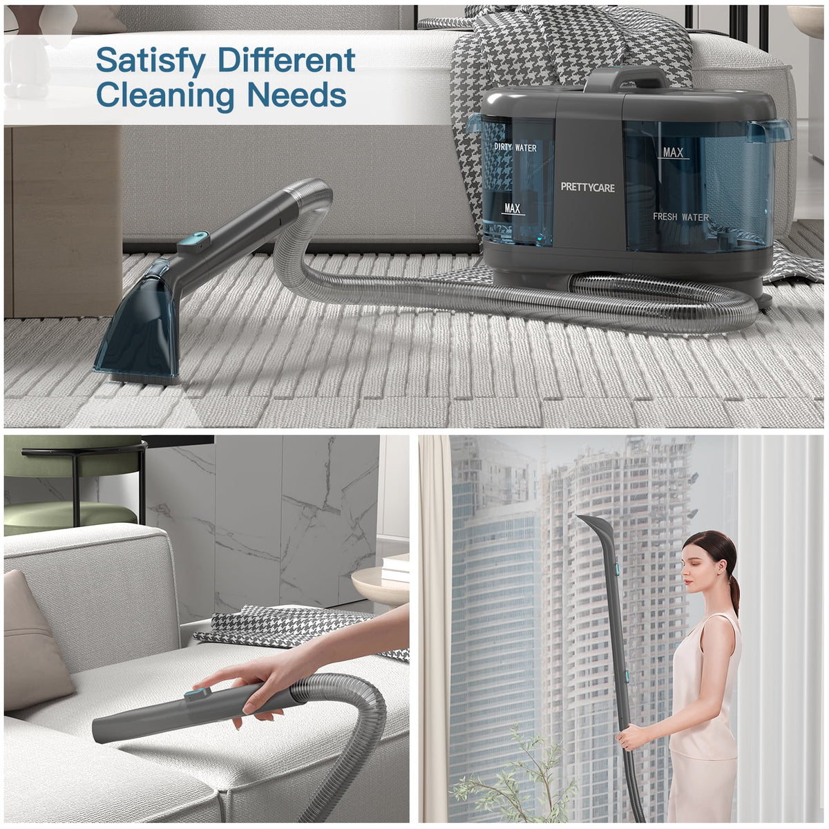 Cordless Portable Carpet Shampooer,Pet Stain Remover,Car Cleaner and Auto Detailer PC808