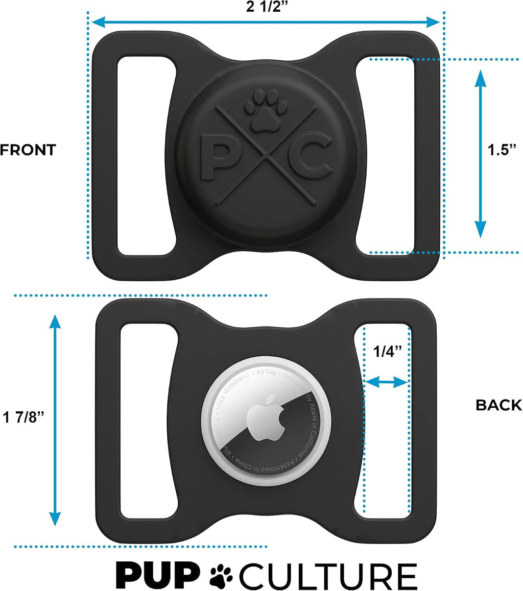 Compatible with Airtag Dog Collar Holder | Durable Protective Case to Help Track Your Pup | for Dog & Cat Collars - Black 1.5In