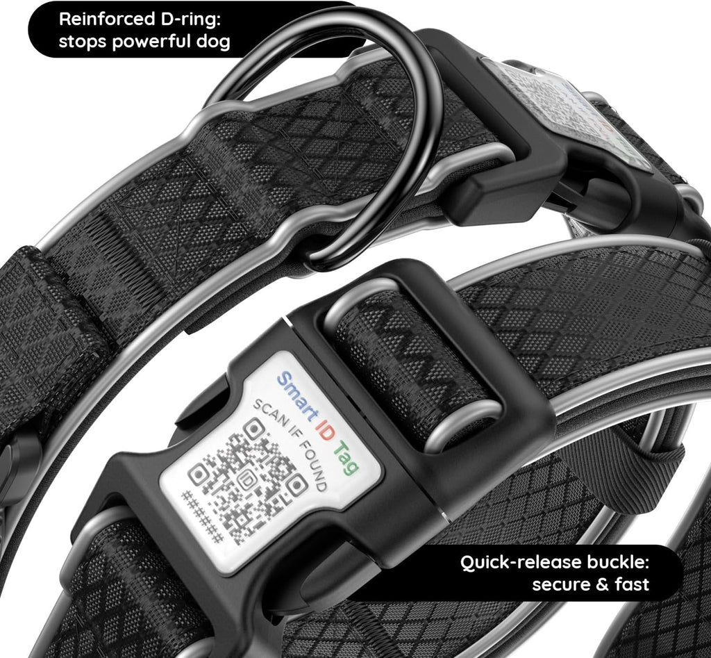 Airtag Dog Collar with Airtag Holder, IP68 Waterproof (Black, M)