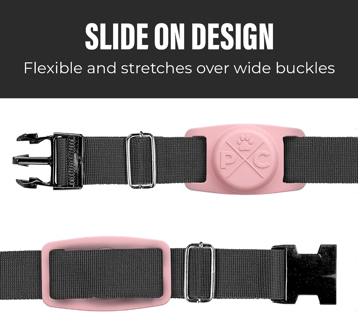 Airtag Dog Collar Holder, Extra-Durable, Lightweight, and Protective Airtag Case for Dog Collar - Track Your Pet Using an Apple Airtag - Dog Collar Airtag Holder-Pink 1.5 Inch Collar