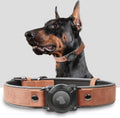 Leather Airtag Dog Collar, Waterproof Dog Collar with Air Tag Holder