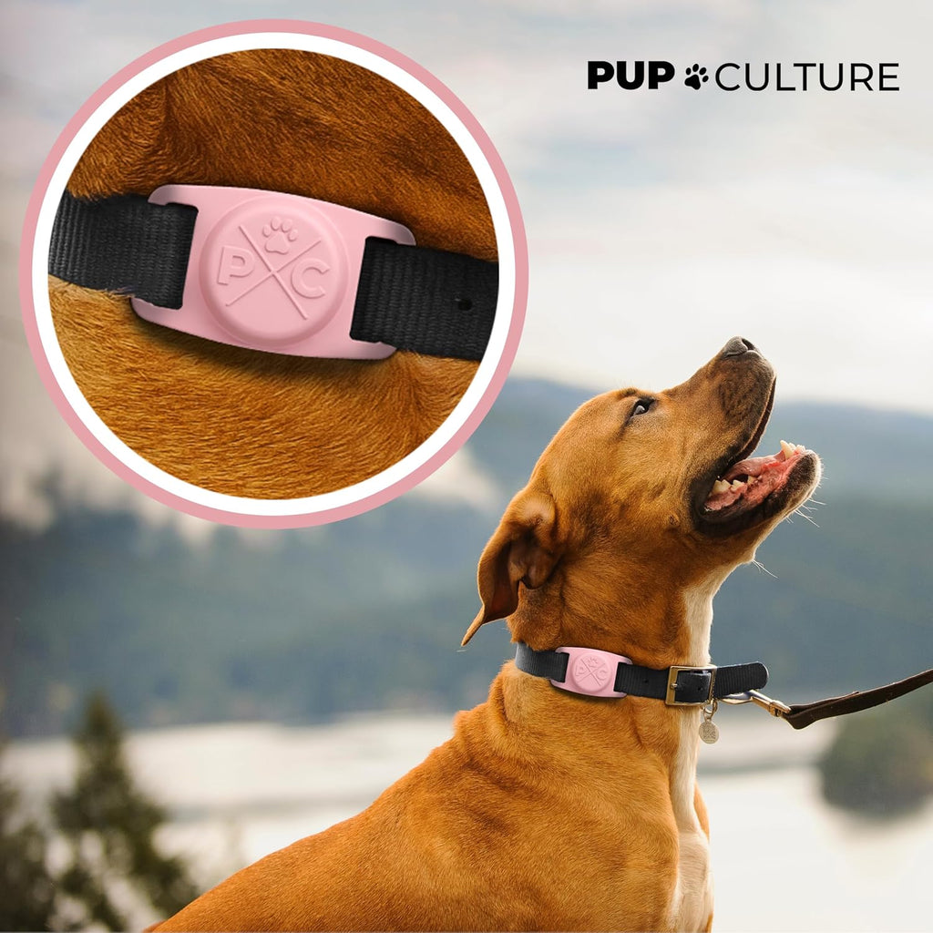 Airtag Dog Collar Holder, Extra-Durable, Lightweight, and Protective Airtag Case for Dog Collar - Track Your Pet Using an Apple Airtag - Dog Collar Airtag Holder-Pink 1.5 Inch Collar