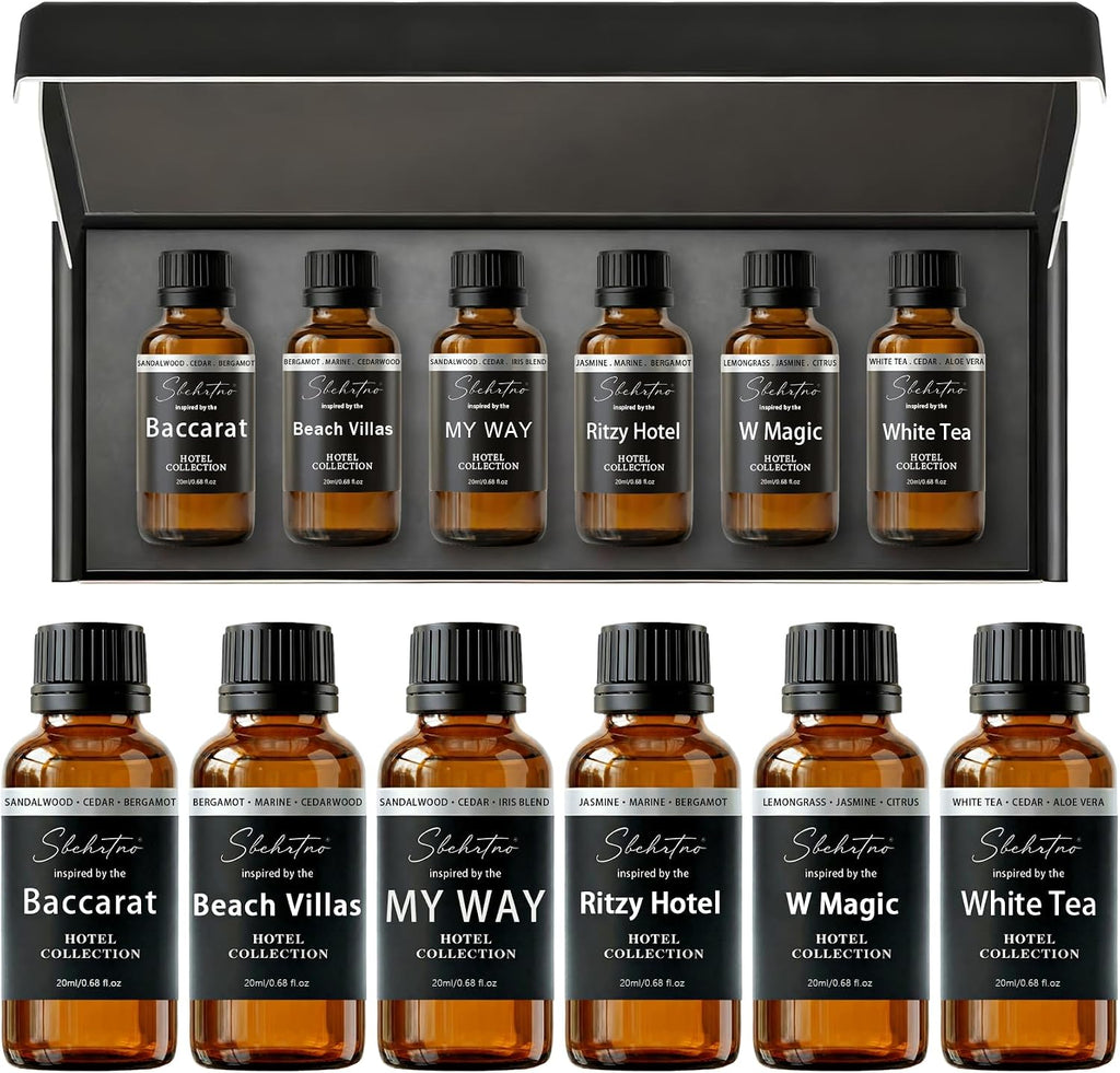 Hotel Diffuser Oil Gift Set–Luxury Hotel Inspired Fragrance Oils for Diffusers, Premium Aromatherapy Home Fragrance, Long Lasting Scent for Bedroom, Spa & Office (4.0 Fl Oz (6 X 0.68 Fl Oz))