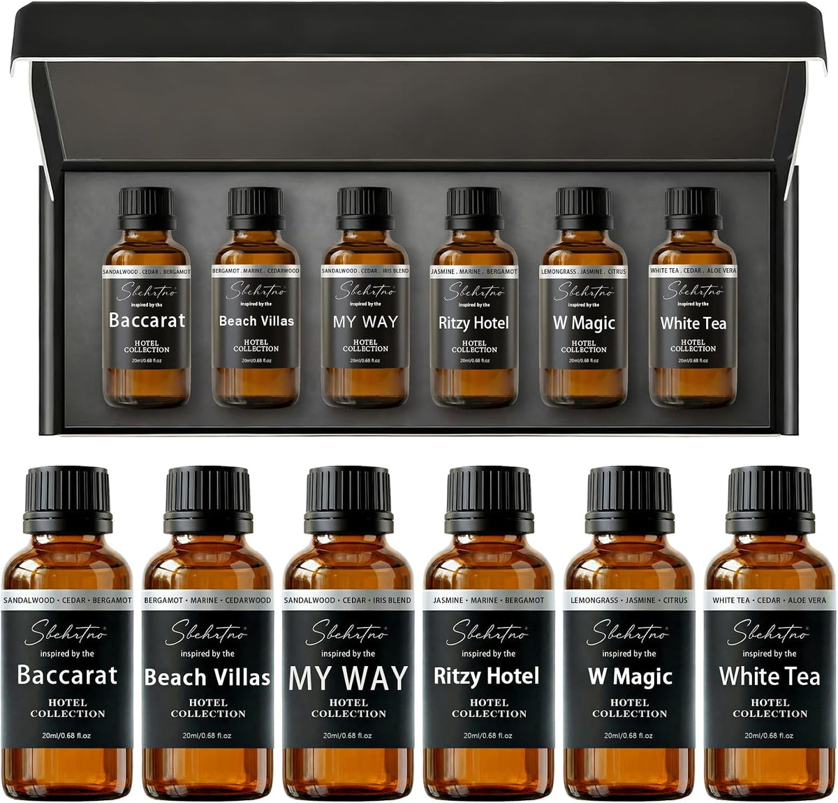 Hotel Diffuser Oil Gift Set–Luxury Hotel Inspired Fragrance Oils for Diffusers, Premium Aromatherapy Home Fragrance, Long Lasting Scent for Bedroom, Spa & Office (4.0 Fl Oz (6 X 0.68 Fl Oz))