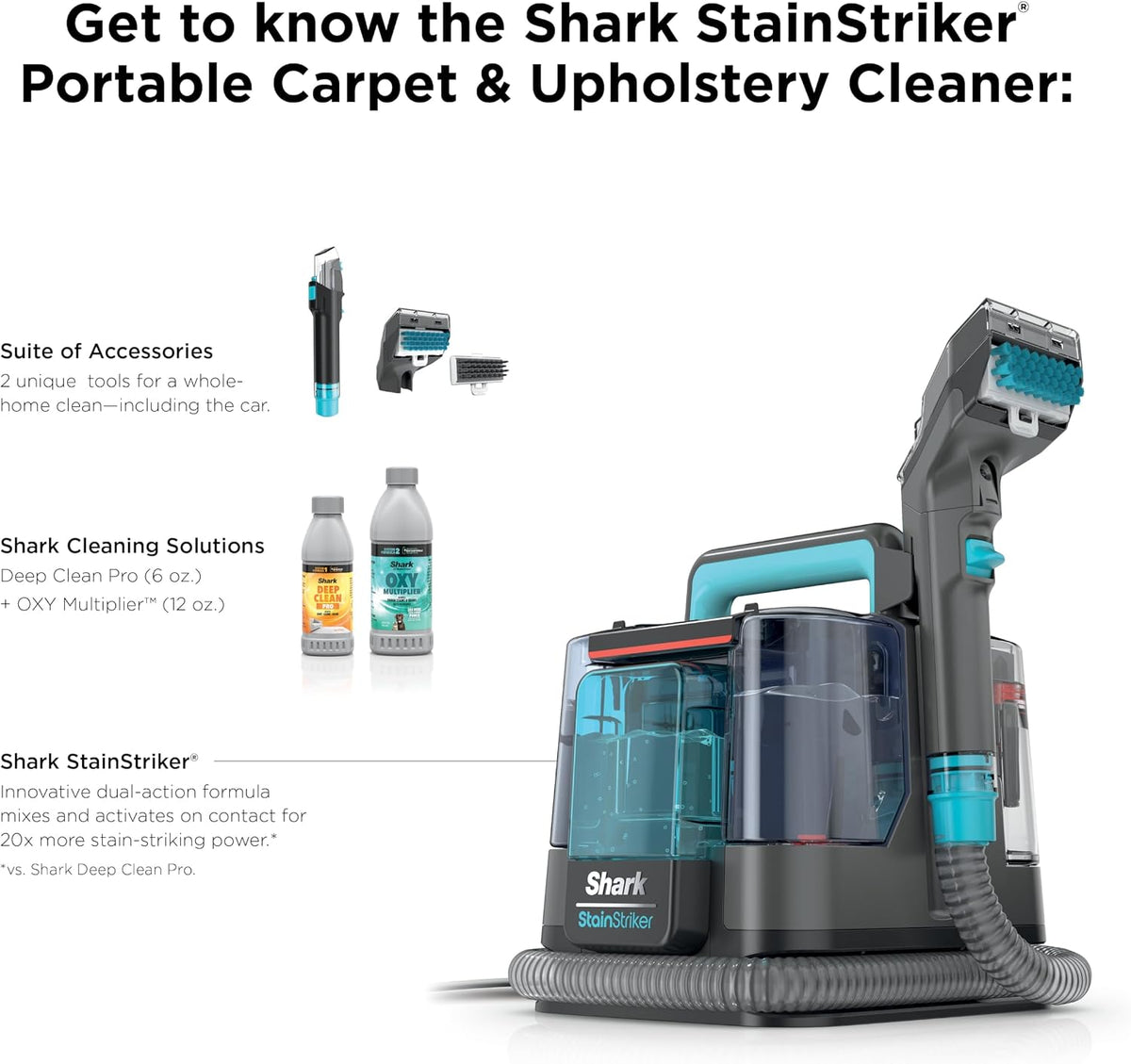 Shark Stainstriker Portable Spot & Stain Cleaner, 2 Tools, PX221BRN
