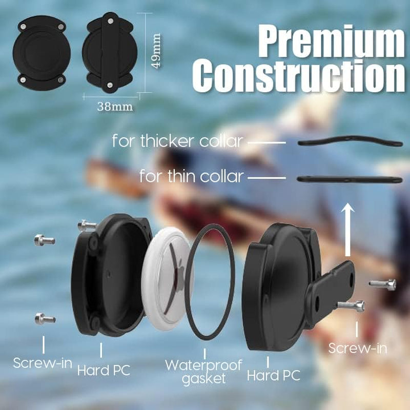 [2 Pack]  IPX8 Waterproof Dog Collar Holder Compatible with Airtag Gen 2/Gen 1, Protective Anti-Chew Anti-Scratch Hard PC Case Mount with Anti-Lost Screws for Apple Airtag 2/1