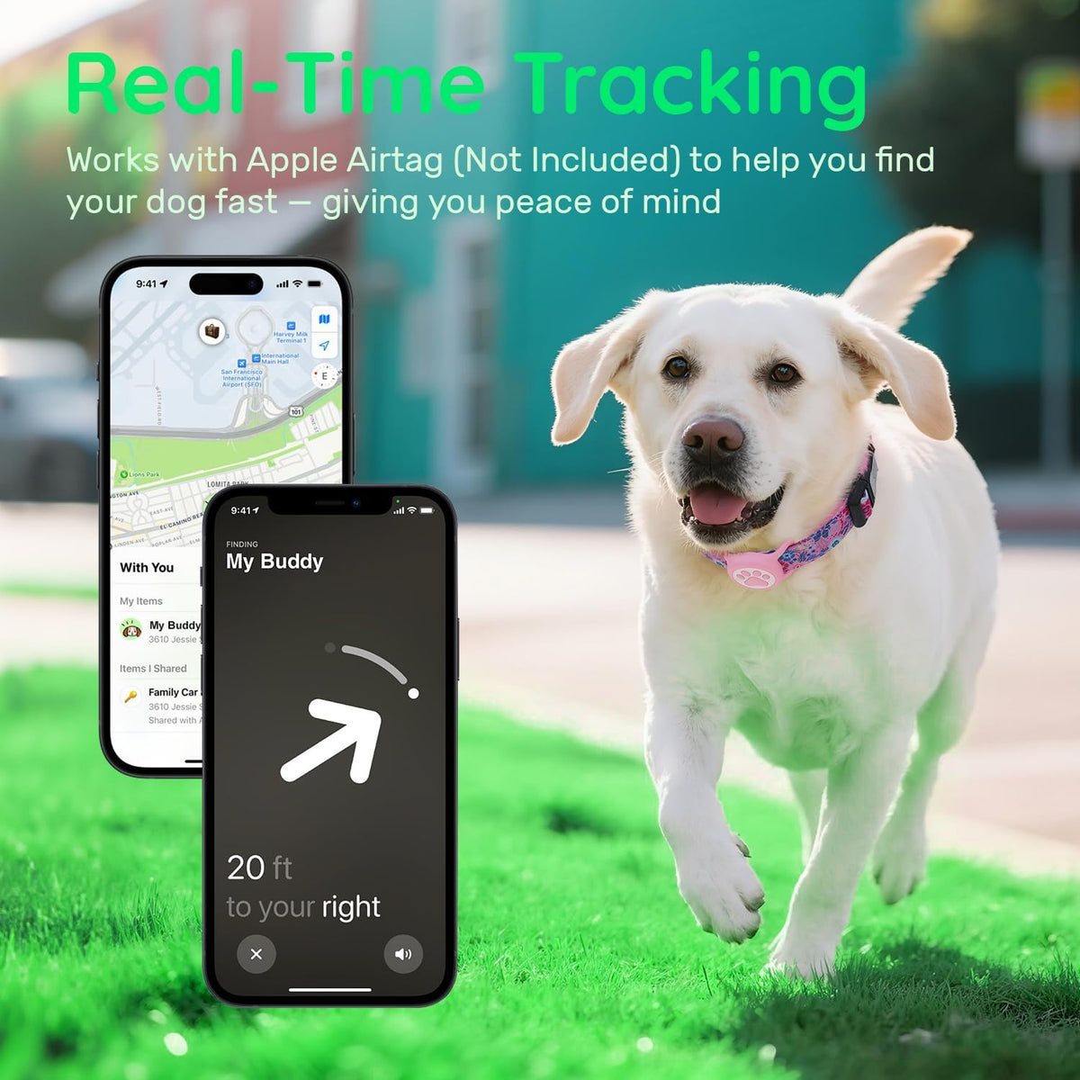 Airtag Dog Collar,With Waterproof Airtag Holder，Original Stylish Cute Pattern Design.Qr Code ID Buckle，Comfortable Soft Cotton for Small Medium Large Dogs