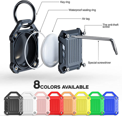 - Waterproof Airtag Keychain Holder Case,Screw Full Cover Compatible with Apple Air Tag Tracker Key Ring (White 1Pack)