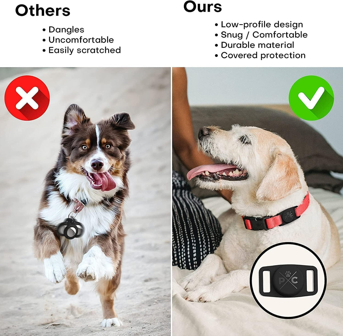 Airtag Dog Collar Holder, Extra-Durable, Lightweight, and Protective Airtag Case for Dog Collar - Track Your Pet Using an Apple Airtag - Dog Collar Airtag Holder-Pink 1.5 Inch Collar