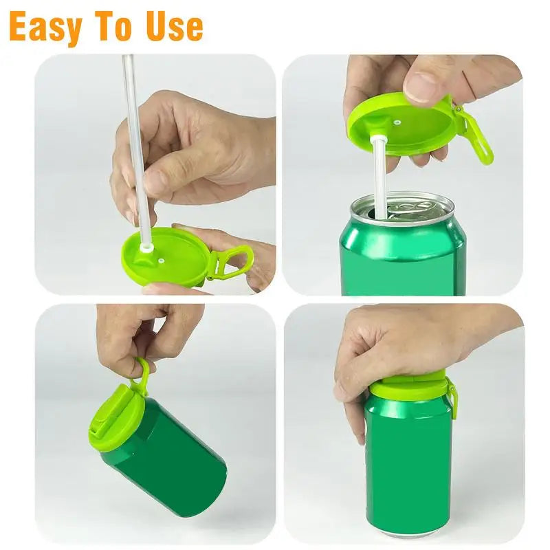 4X Silicone Straw Soda Can Lid Reusable Can Lid Leak Proof Snap on Seal Lid