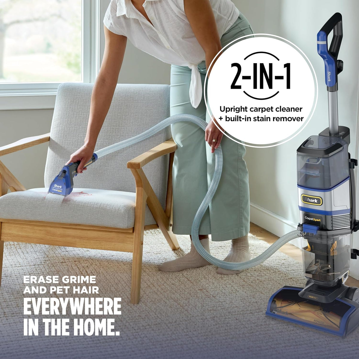 Shark Carpetxpert Hairpro Carpet & Built-In Stain Cleaner, 2 Tools EX251BRN
