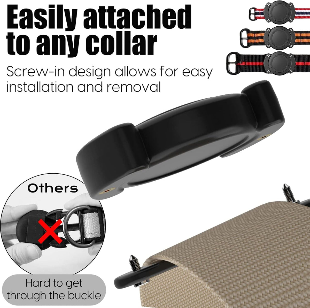 [2 Pack]  IPX8 Waterproof Dog Collar Holder Compatible with Airtag Gen 2/Gen 1, Protective Anti-Chew Anti-Scratch Hard PC Case Mount with Anti-Lost Screws for Apple Airtag 2/1