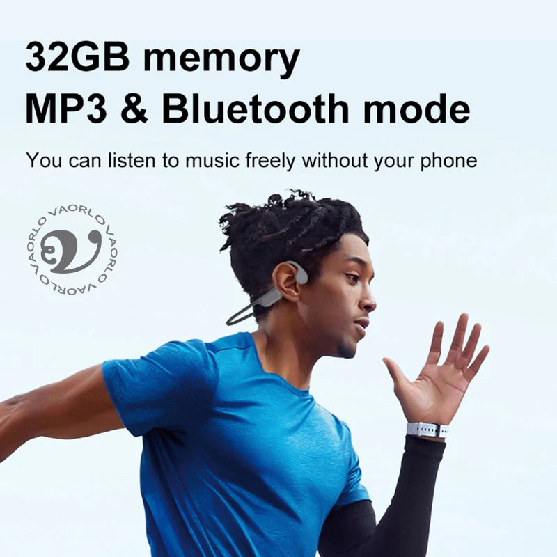 Bluetooth 5.4 Bone Conduction Earphones IPX8 Waterproof MP3 Player Hifi Ear-Hook Wireless Headphone with Mic Headset for Swimmin