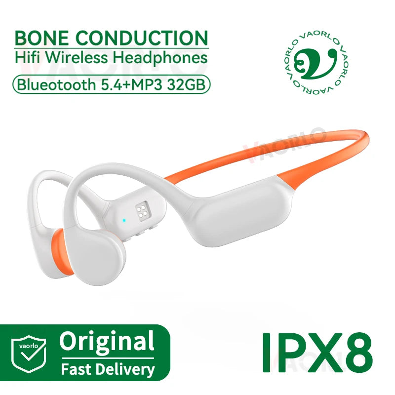 Bluetooth 5.4 Bone Conduction Earphones IPX8 Waterproof MP3 Player Hifi Ear-Hook Wireless Headphone with Mic Headset for Swimmin