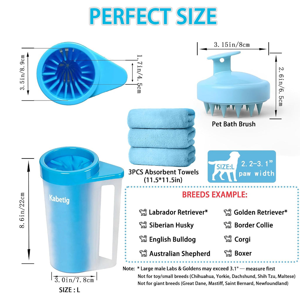 Dog Paw Cleaner with Handle - Foot Washer Cup for Large and Extra Large Breed Dogs