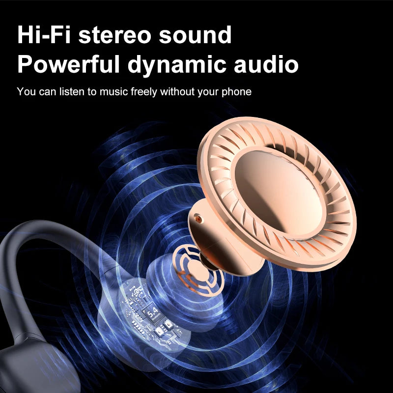 Bluetooth 5.4 Bone Conduction Earphones IPX8 Waterproof MP3 Player Hifi Ear-Hook Wireless Headphone with Mic Headset for Swimmin