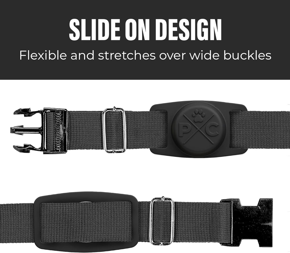Compatible with Airtag Dog Collar Holder | Durable Protective Case to Help Track Your Pup | for Dog & Cat Collars - Black 1.5In