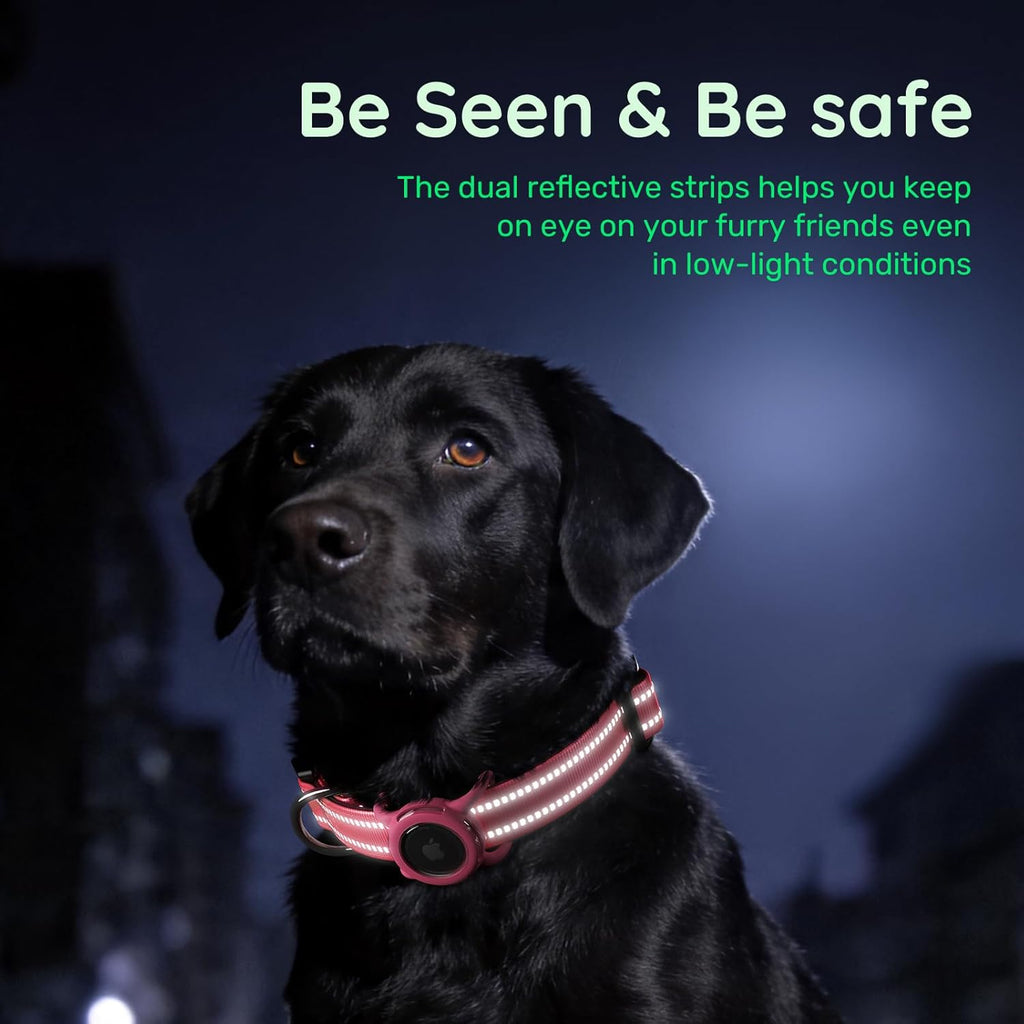 Airtag Dog Collar for Large Dogs, Reflective Dog Collar with Airtag Holder